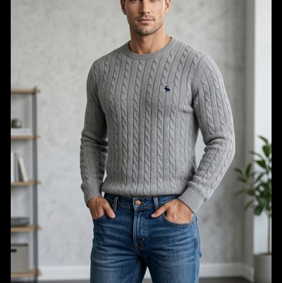 Brooks Brothers Other - Brooks Brothers Lambwool Gray Cable Knit Crewneck Sweater